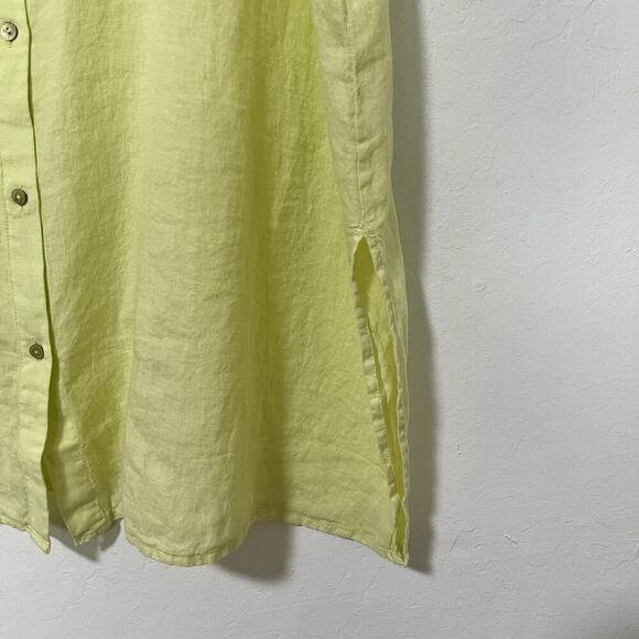 Eileen Fisher Organic Linen Button Tunic Top Size 2X Citrus Coastal Resortwear - Picture 3 of 7
